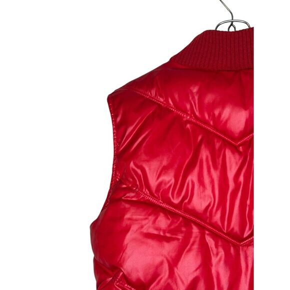 Old Navy Womens Vests Puffer Full Zip Rib Knit Collar Lined Sleeveless Red Small - Picture 7 of 10